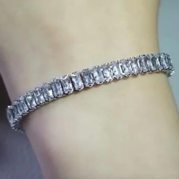 NEW ‘7’ 925 STERLING SILVER DIAMOND BRACELET, NICE BRACELET, CUTE BRACELET - Picture 3 of 6